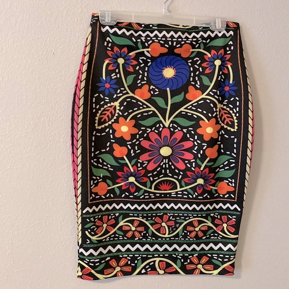 Solei Fiesta Multicolor Pencil Midi-skirt Size Medium - Picture 2 of 5